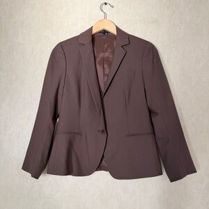 Theory Womens Wool Blend Casse Tailor Blazer Jacket Single Button Office Brown 8
